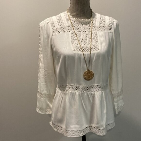 J Crew White Blouse TopnLaceynPeasant - Picture 12 of 15